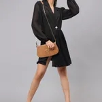 Buy Pleated Wrap Dress S Black Online