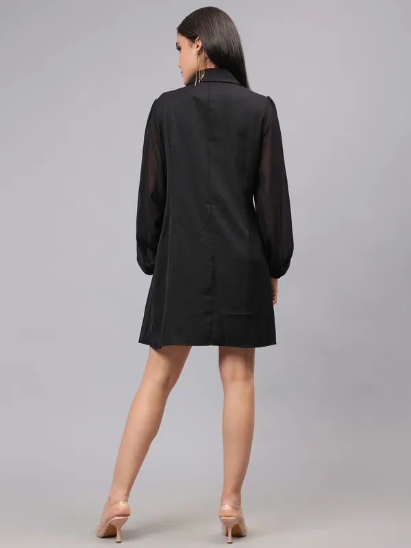 Shop for Pleated Wrap Dress S Black Online