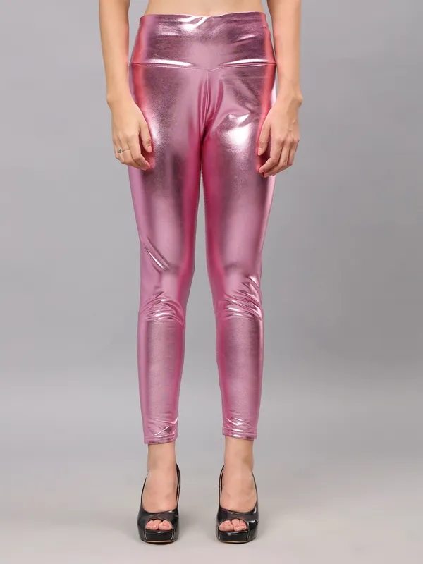 Metallic Shimmer Leggings One Size Pink