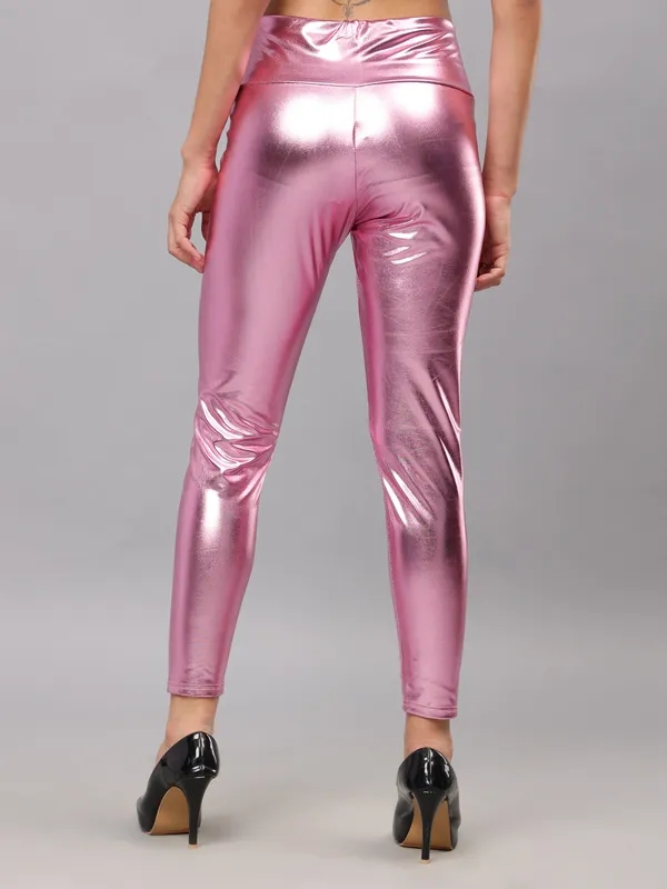 Buy Metallic Shimmer Leggings One Size Pink at Best Price