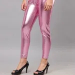 Buy Metallic Shimmer Leggings One Size Pink Online