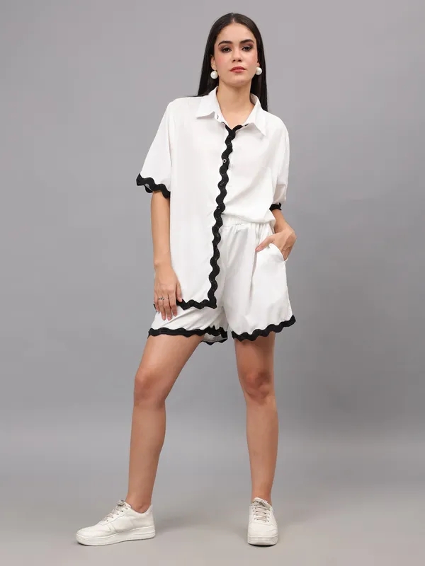 Summer Shirt & Shorts Set S White