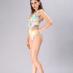 Buy Halter Neck Monokini With Sarong S Yellow Online