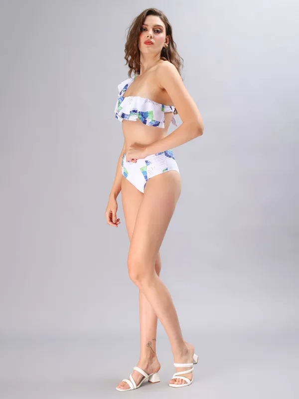 Buy One Shoulder Bikini Set S White at Best Price