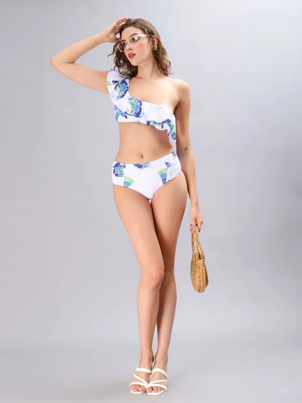 One Shoulder Bikini Set S White