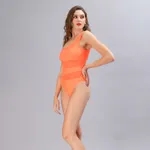 Shop for One Shoulder Mesh Monokini S Orange Online