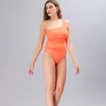 Buy One Shoulder Mesh Monokini S Orange at Best Price