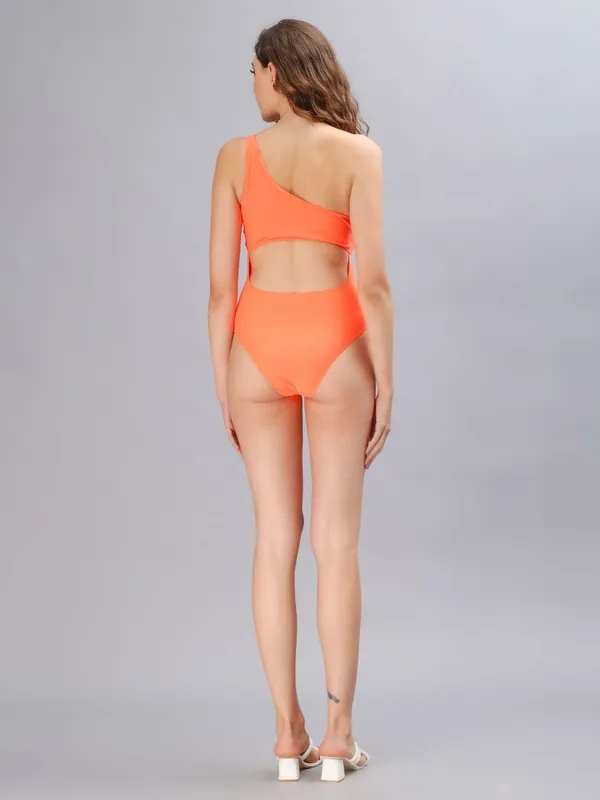 Buy One Shoulder Mesh Monokini S Orange