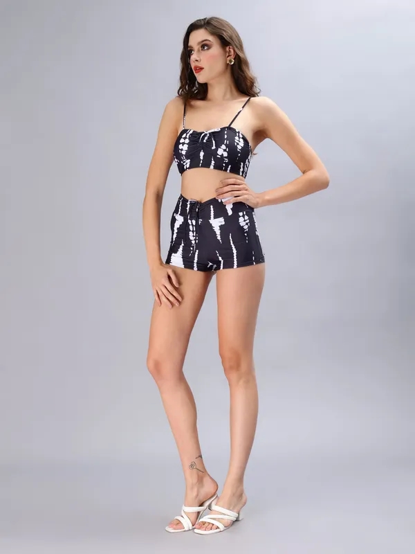 Buy Stylish Black and White Bikini Set S Black Online