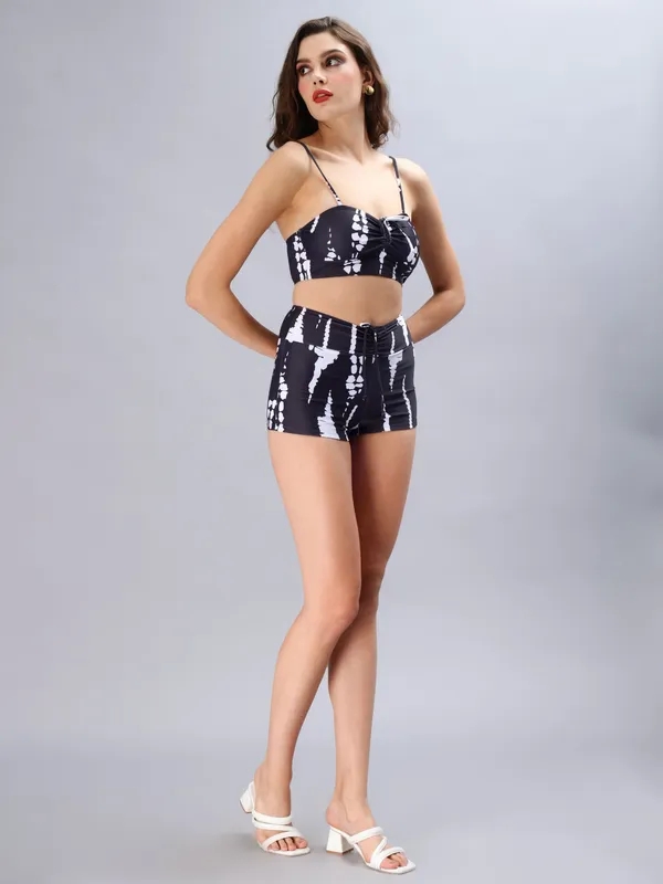 Shop for Black and White Bikini Set S Black Online