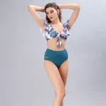 Buy Plunge Tie-Knot Floral Bikini S Green