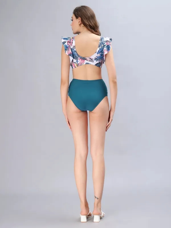 Buy Plunge Tie-Knot Floral Bikini S Green at Best Price