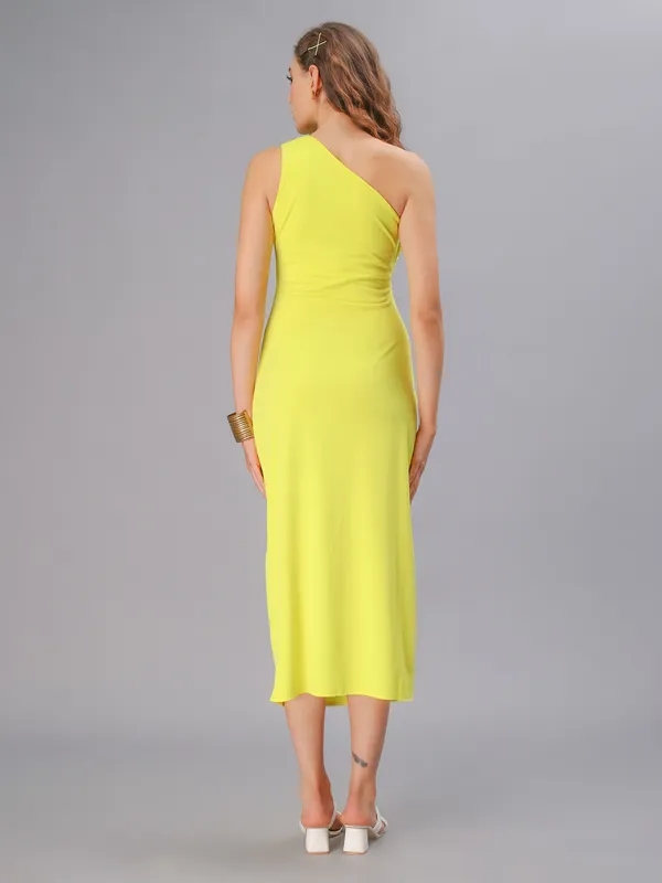 Buy Fitted Asymmetric Draped Dress S Neon Online