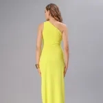 Buy Fitted Asymmetric Draped Dress S Neon Online