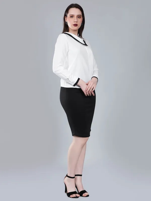 Shop for Asymmetrical Collar Blouse  M White Online