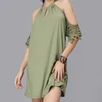 Buy Off-Shoulder Lace Cutout Dress S Green Online