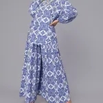 Majolica Print Oversized Two-Piece Set One Size Blue