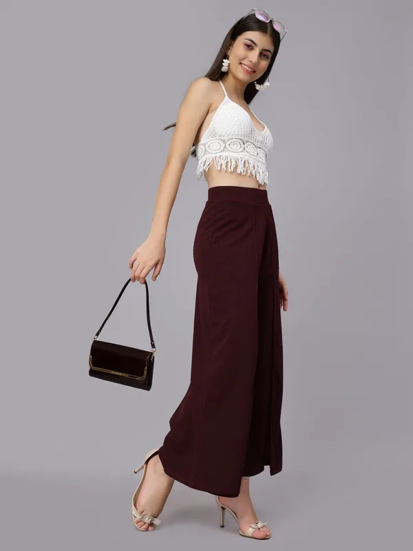 Shop for Front Overlap Slit Pants M Wine Online