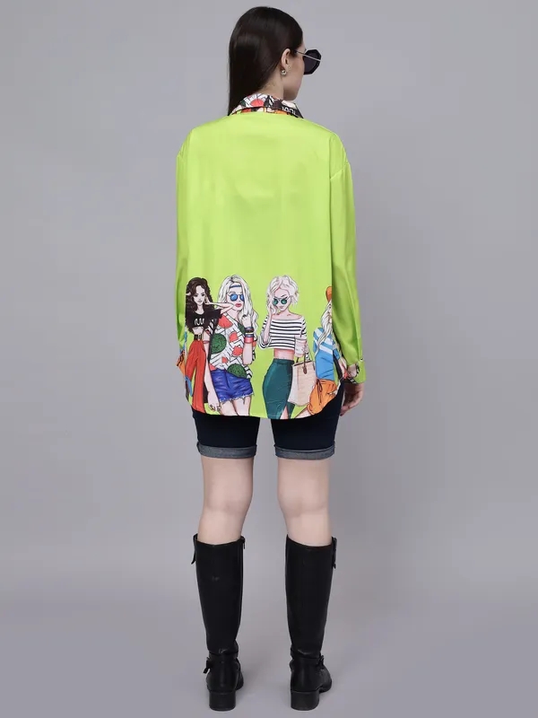 Buy Stylish Holiday Girls Oversized Shirt  One Size Neon Green Online