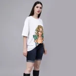 Shop for Gambling Girl Graphic Oversized T- Shirt One Size White Online