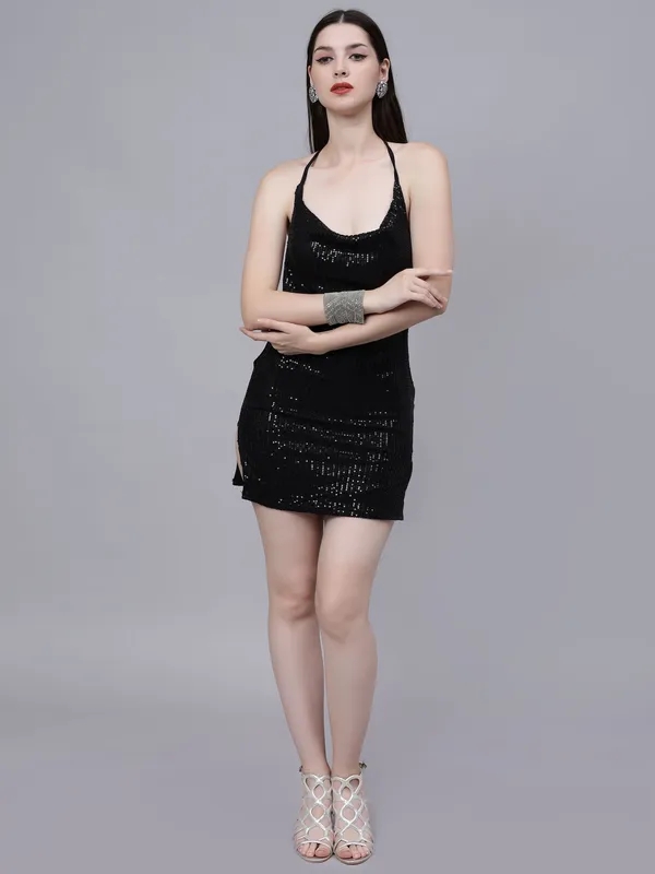 Sexy Sequins Mini Dress  S Black