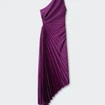 Buy One-Shoulder Pleated Maxi Dress Purple S Online