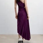 Buy One-Shoulder Pleated Maxi Dress Purple S