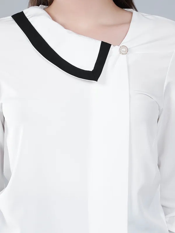 Buy Asymmetrical Collar Blouse  M White at Best Price