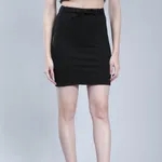 Belted Short Skirt M Black