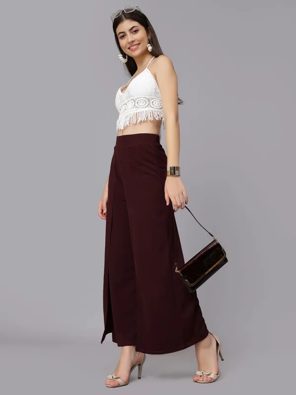 Order Front Overlap Slit Pants M Wine Online