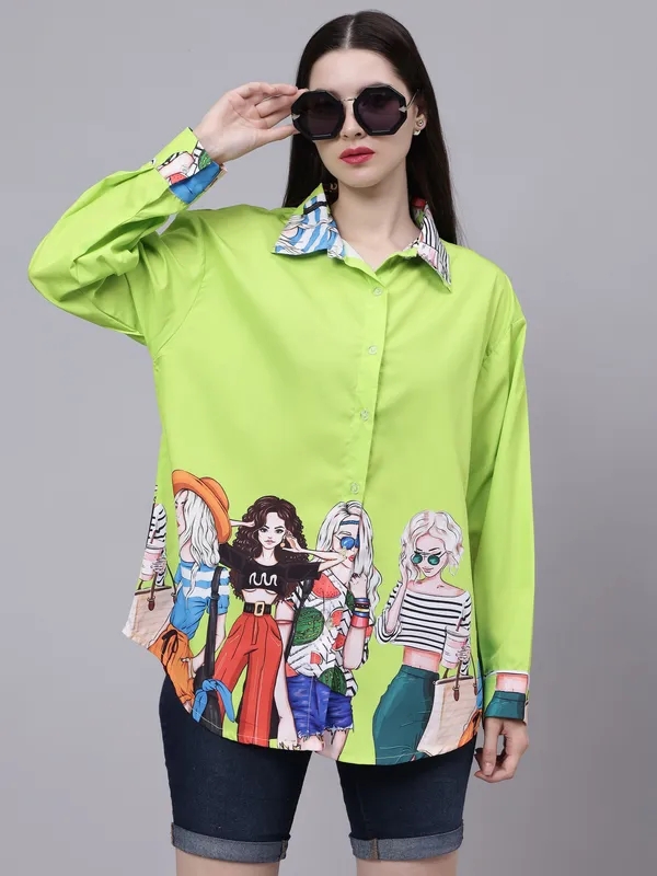 Holiday Girls Oversized Shirt  One Size Neon Green