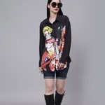 Buy Stylish Hip-Hop Girls Oversized Shirt  One Size Black Online