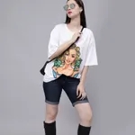 Buy Gambling Girl Graphic Oversized T- Shirt One Size White at Best Price