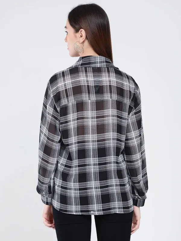 Order Plaid Sheer Shirt One-Size Black Online