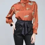 Shop for Leopards Print Blouse S Rust Online