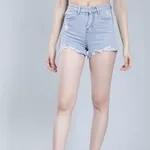 Shop for Flower Embroidery Ripped Denim Shorts S Blue Online