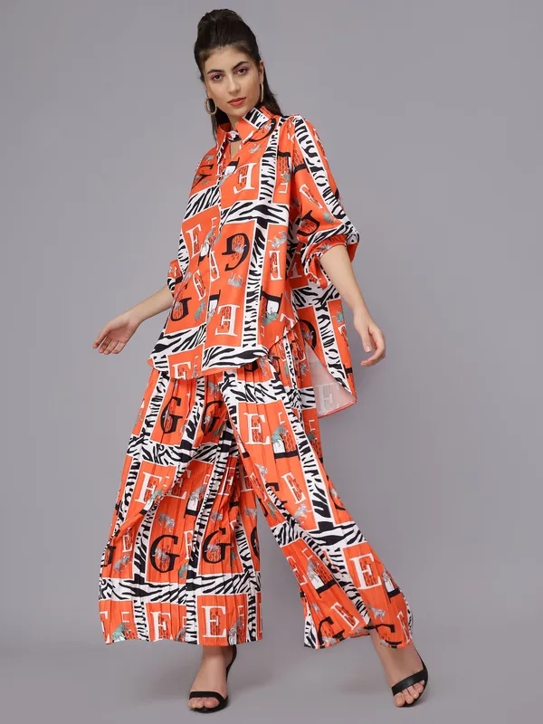 Shop for Tiger Print Oversized Two-Piece Set One Size Orange Online