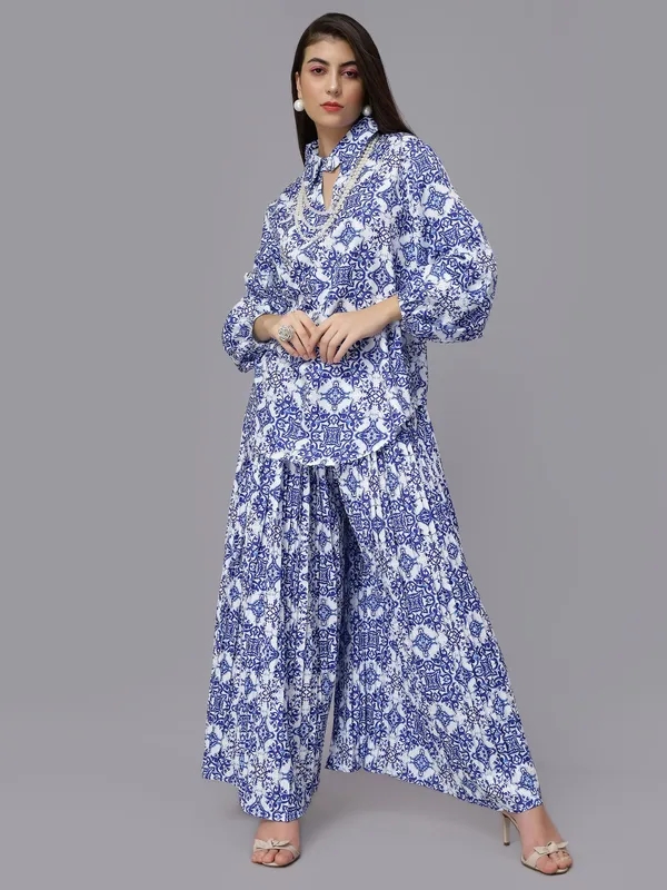 Buy Majolica Print Oversized Two-Piece Set One Size Blue