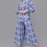 Buy Majolica Print Oversized Two-Piece Set One Size Blue