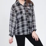 Plaid Sheer Shirt One-Size Black