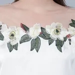 Order Flower Embroidery Satin Blouse S Beige Online