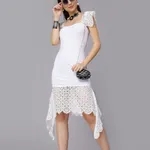 Buy Elegant Mermaid Spaghetti Lace Dress M White