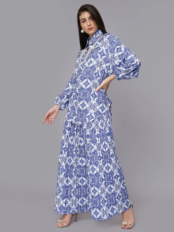 Shop for Majolica Print Oversized Two-Piece Set One Size Blue Online