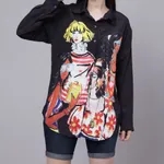 Hip-Hop Girls Oversized Shirt  One Size Black