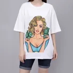 Gambling Girl Graphic Oversized T- Shirt One Size White