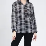 Buy Plaid Sheer Shirt One-Size Black