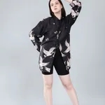 Buy Crane Print Oversized Shirt M Black Online