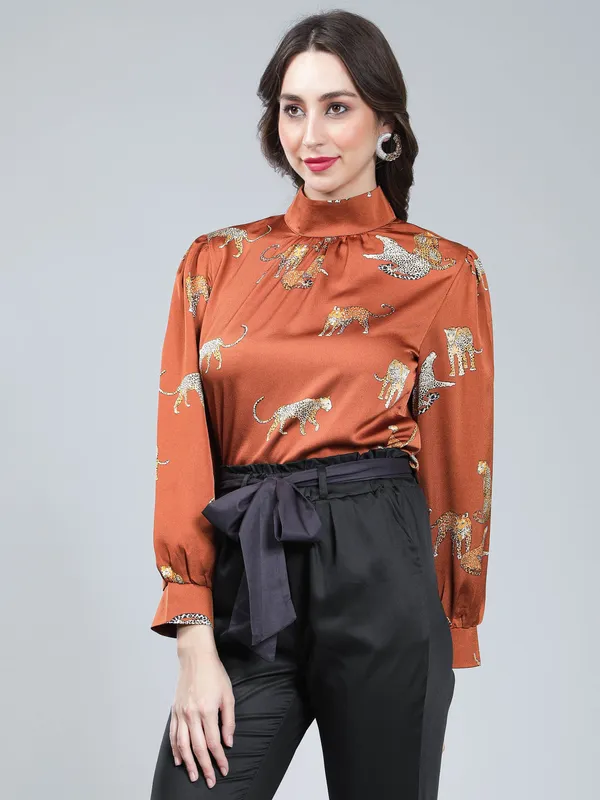 Buy Leopards Print Blouse S Rust at Best Price