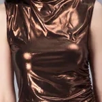 Buy Stylish Metallic Side Ruching Asymmetrical Dress S Metallic Copper Online