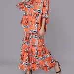 Buy Tiger Print Oversized Two-Piece Set One Size Orange Online